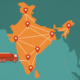 Diesel delivery route map across India showcasing 24/7 fuel logistics network